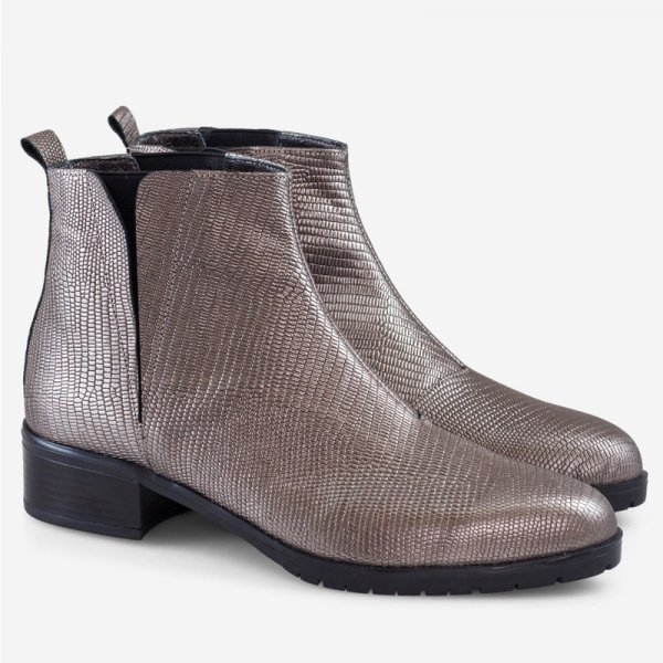 Botine piele naturala Ruxia Gri Imprimat - sau Orice Culoare